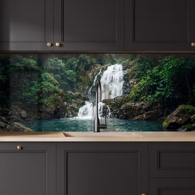 Waterfall - Forest - Nature - Greenkhgyguyg keuken achterwand 2 middel -sfeer1