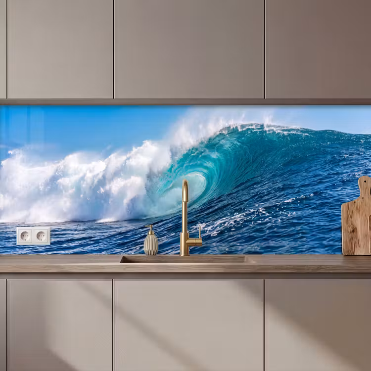 Golf - Oceaan - Water - Dynamisch - Blauw keuken achterwand 2 middel zz_3dshopping