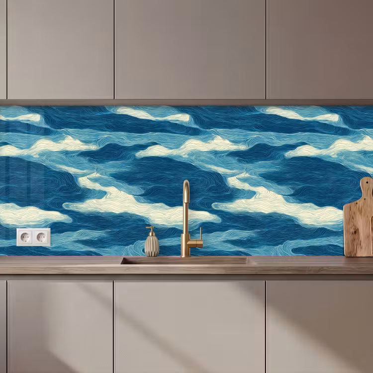 Golven - Abstract - Patroon - Blauw - Wit keuken achterwand 2 middel 871 zz_3dshopping