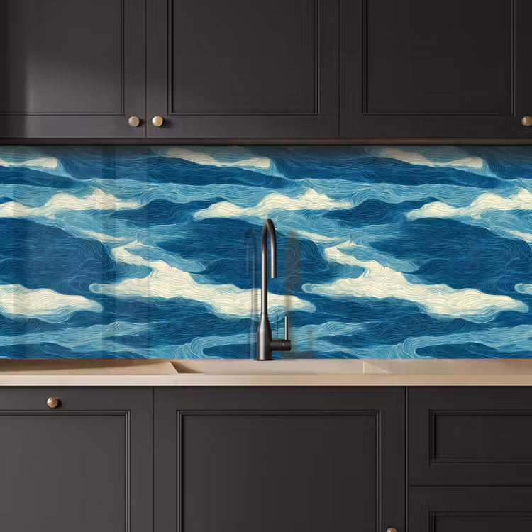 Golven - Abstract - Patroon - Blauw - Wit keuken achterwand 2 middel 871 -sfeer1