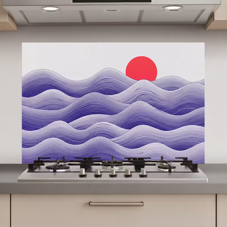 Golven - Zon - Natuur - Abstract - Rood keuken achterwand spatscherm klein -3d_website