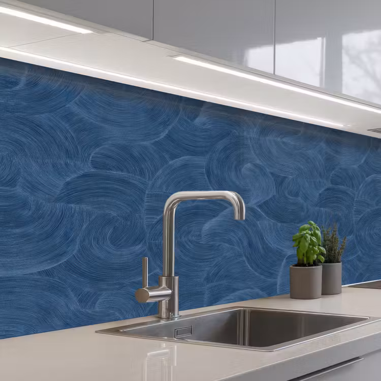 Golven - Textuur - Patroon - Blauw keuken achterwand 2 middel 871 -3d_schuin