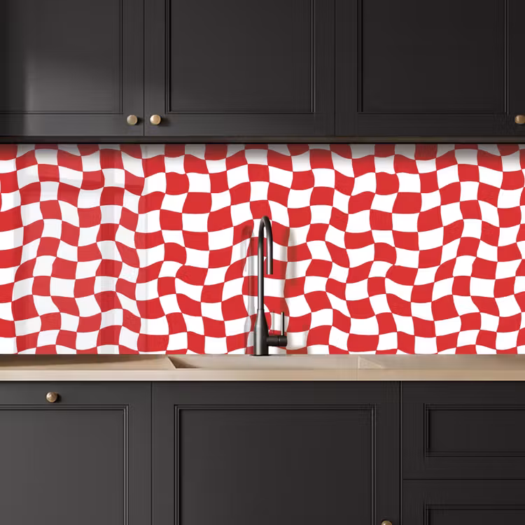 Golvend - Patroon - Rood keuken achterwand 2 middel 871 -sfeer1