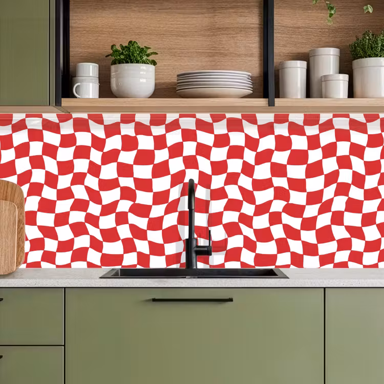 Golvend - Patroon - Rood keuken achterwand 2 middel 871 -sfeer3