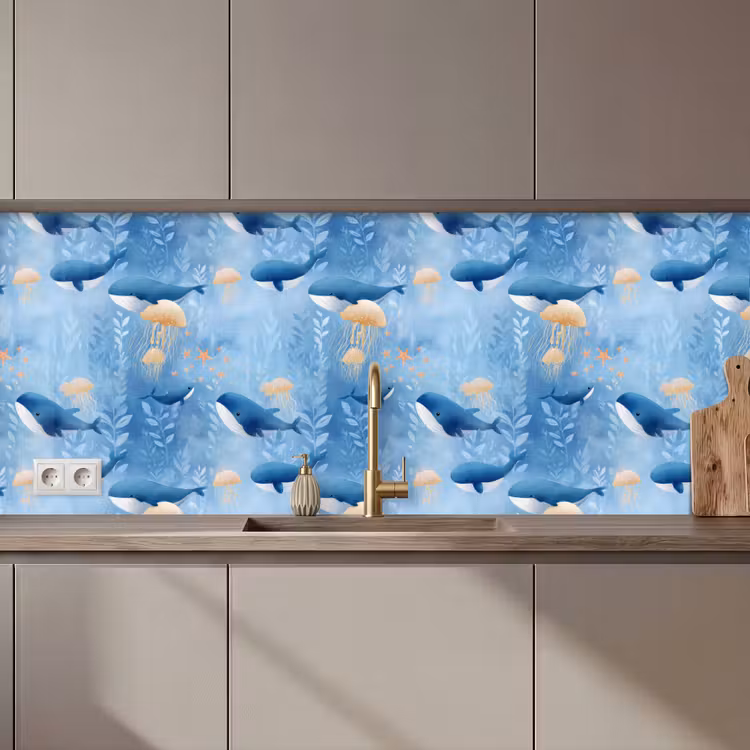Walvissen - Oceaan - Blauw keuken achterwand 2 middel 871 zz_3dshopping