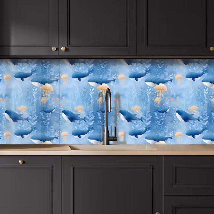 Walvissen - Oceaan - Blauw keuken achterwand 2 middel 871 -sfeer1