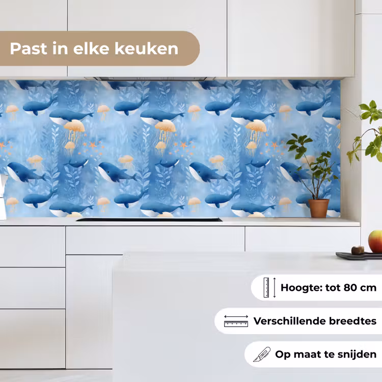 Walvissen - Oceaan - Blauw keuken achterwand 2 middel 871 -sfeer4_NL
