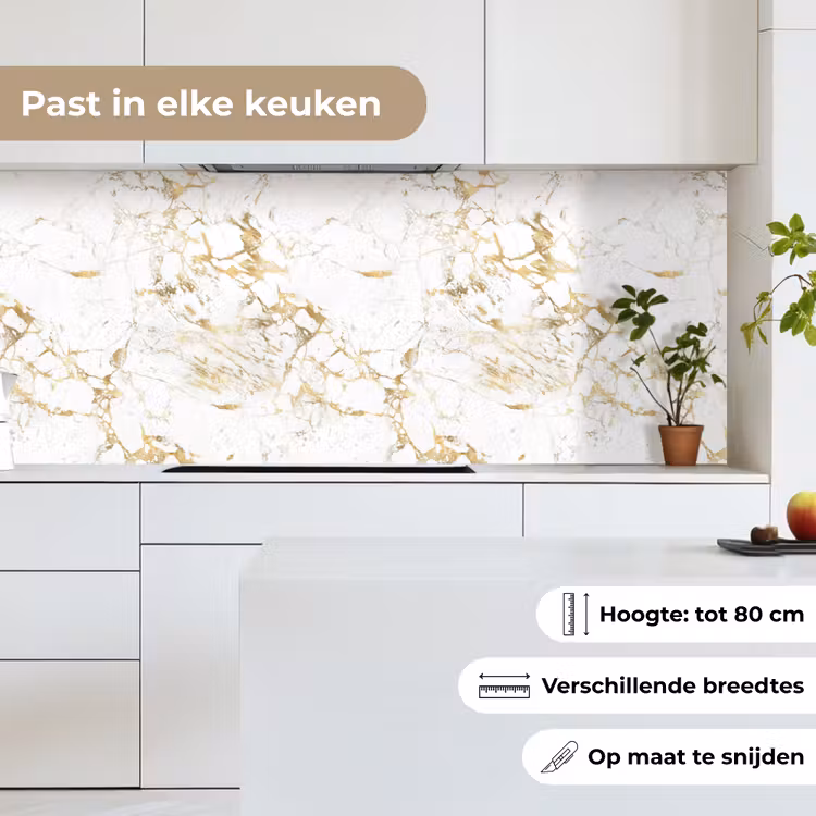 Wit - Marmer - Luxe - Goud keuken achterwand 2 middel 871 -sfeer4_NL
