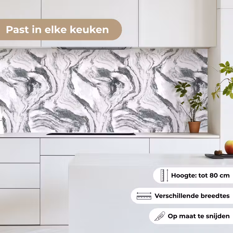 Wit - Marmer - Golvend - Grafiet keuken achterwand 2 middel 871 -sfeer4_NL