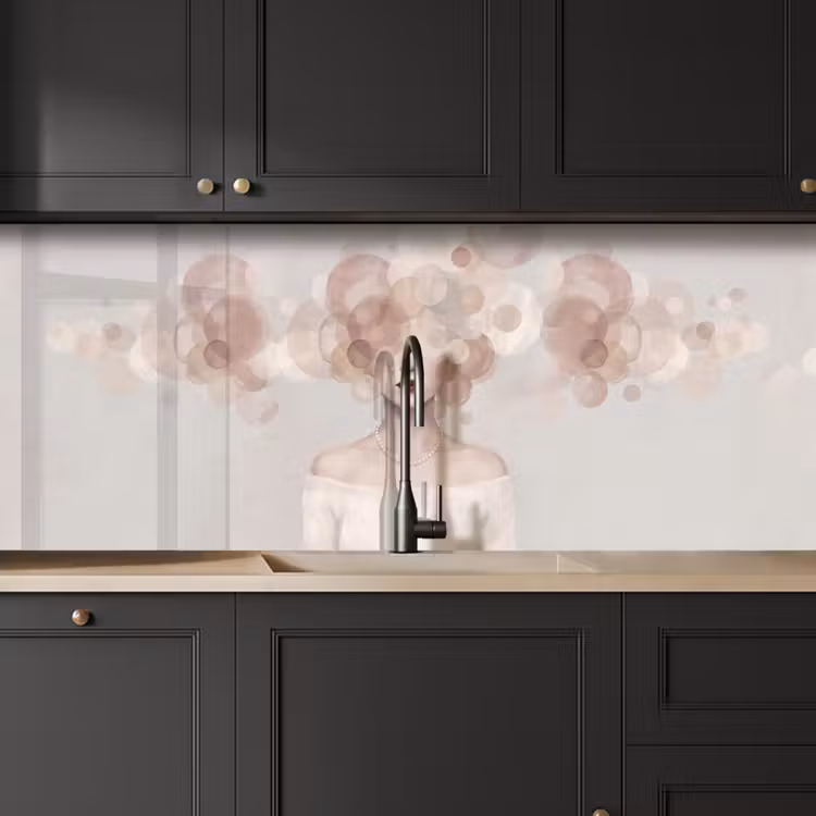 Vrouw - Cirkels - Beige keuken achterwand 2 middel -sfeer1