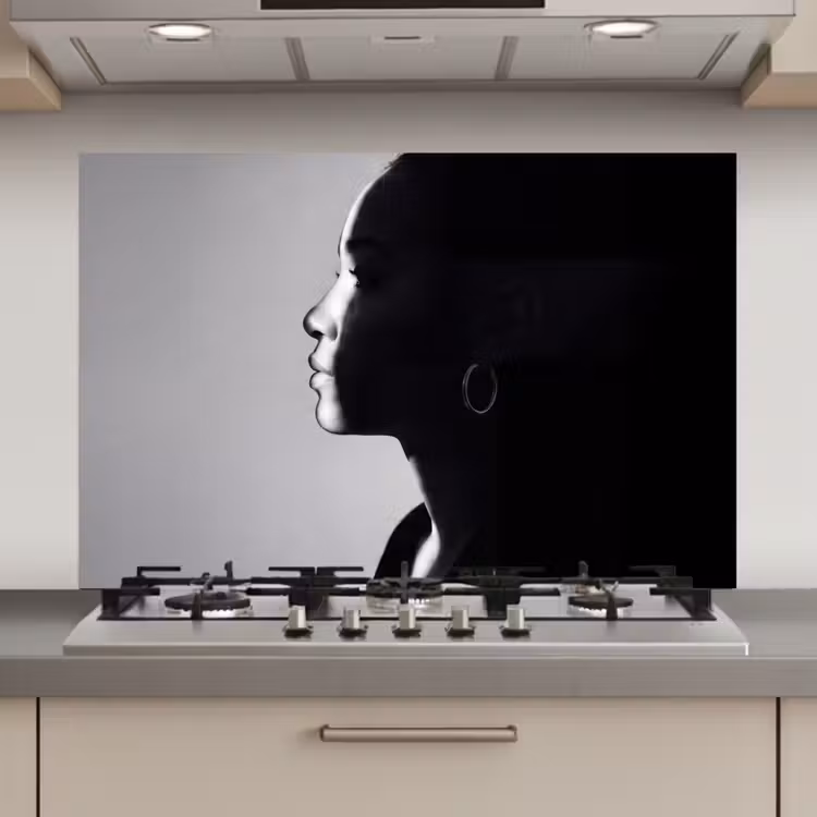 Vrouw - Profiel - Mensen - Zwart-wit keuken achterwand spatscherm klein -3d_website