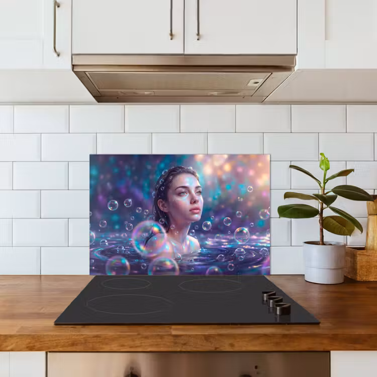 Vrouw - Water - Portret - Kleurrijk - Modern keuken achterwand spatscherm klein -sfeer2