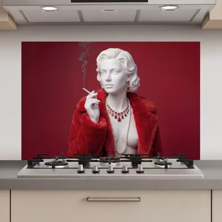 Vrouw - Bontjas - Mode - Klassiek - Rood keuken achterwand spatscherm klein -3d_website