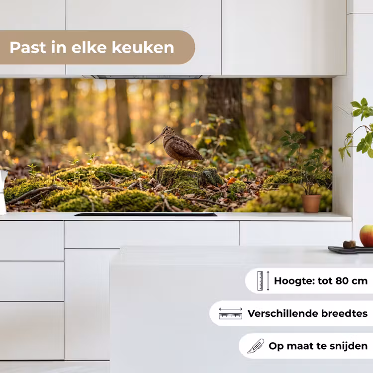 Houtsnip - Bos - Bladeren - Herfst - Gecamoufleerd keuken achterwand 2 middel -sfeer4_NL