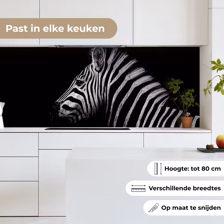 Zebra - Dier - Zwart keuken achterwand 2 middel -sfeer4_NL