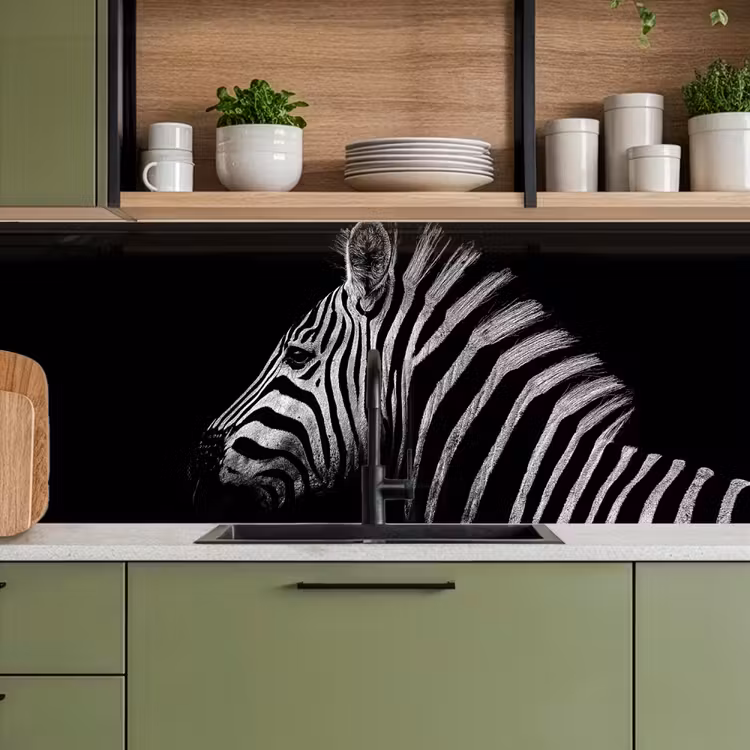 Zebra - Dier - Zwart keuken achterwand 2 middel -sfeer3