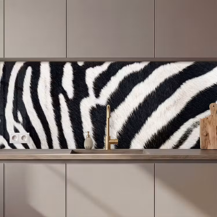 Zebra - Vacht - Klassiek - Zwart - Wit keuken achterwand 2 middel zz_3dshopping
