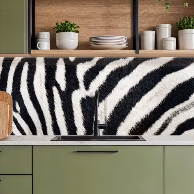 Zebra - Vacht - Klassiek - Zwart - Wit keuken achterwand 2 middel -sfeer3