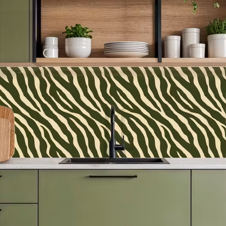 Zebra - Patroon - Groen keuken achterwand 2 middel 871 -sfeer3