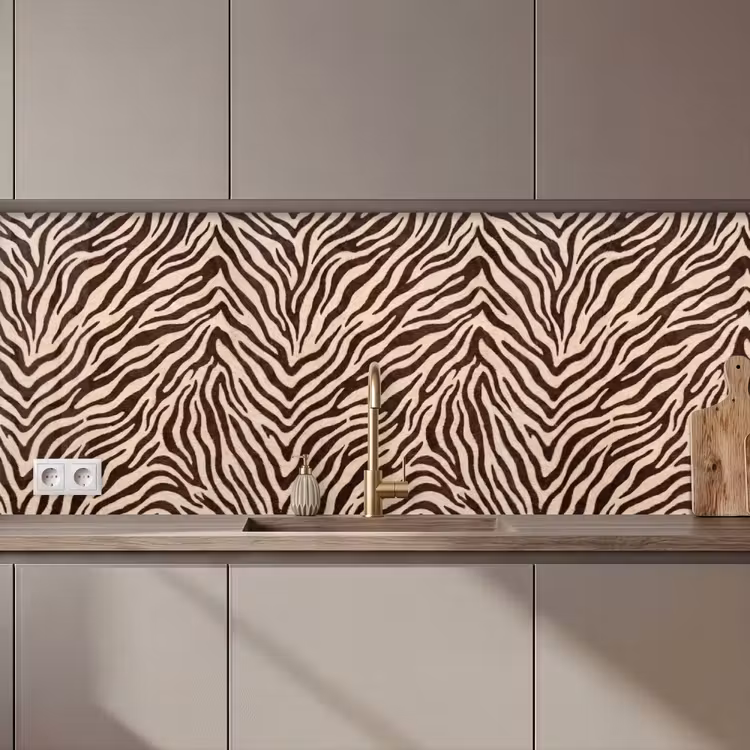 Zebra - Strepen - Bruin keuken achterwand 2 middel zz_3dshopping