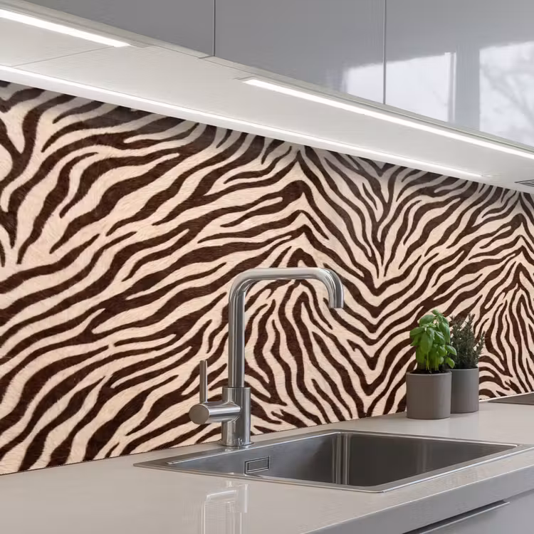 Zebra - Strepen - Bruin keuken achterwand 2 middel -3d_schuin