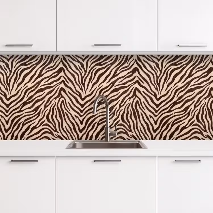 Zebra - Strepen - Bruin keuken achterwand 2 middel -3d