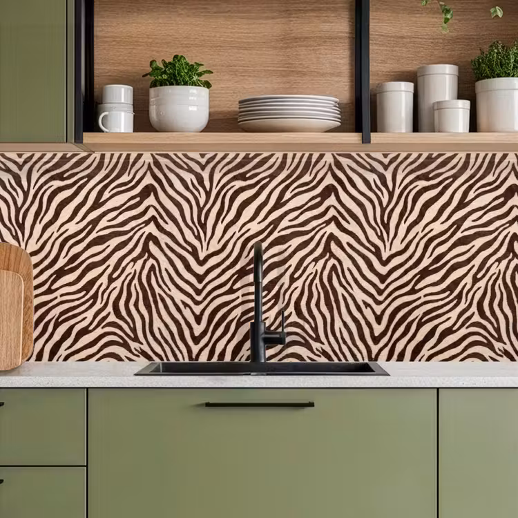 Zebra - Strepen - Bruin keuken achterwand 2 middel -sfeer3