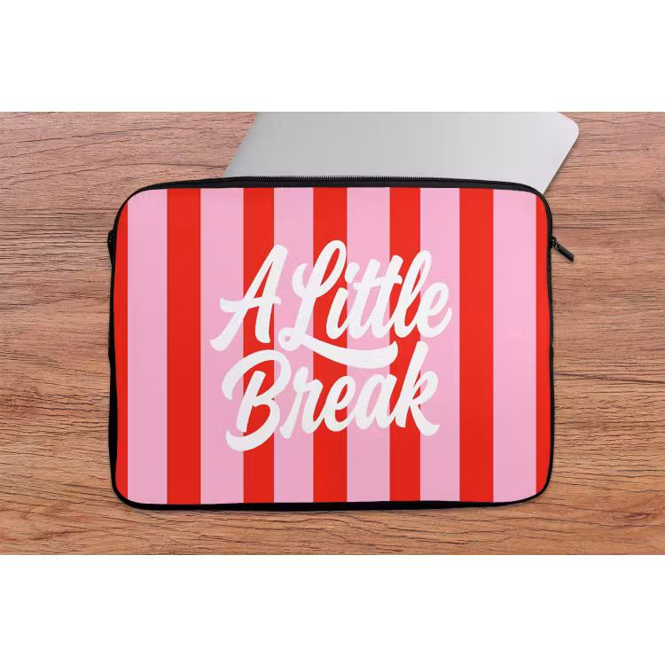 A Little Break - Strepen - Rood - Roze laptophoes neopreen klein -tafel
