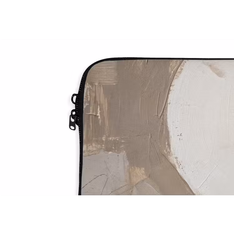 Abstract - Cirkel - Modern - Beige - Zwart - Minimalistisch laptophoes neopreen klein -detail