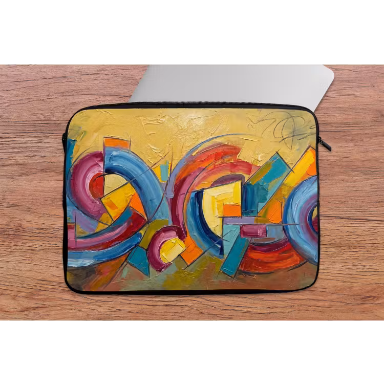 Abstract - Cirkels - Schilderij - Kleurrijk - Dynamisch laptophoes neopreen klein -tafel
