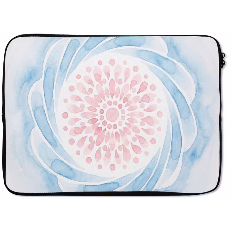 Abstract - Bloemvorm - Aquarel - Roze - Blauw laptophoes neopreen klein -zkaufland3dotto