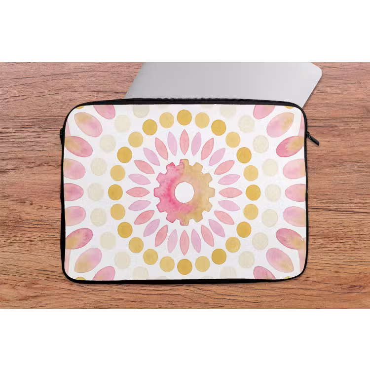 Abstract - Mandala - Kunst - Modern - Roze laptophoes neopreen klein -tafel