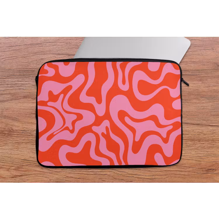 Abstract - Patroon - Rood - Roze - Minimalistisch laptophoes neopreen klein -tafel