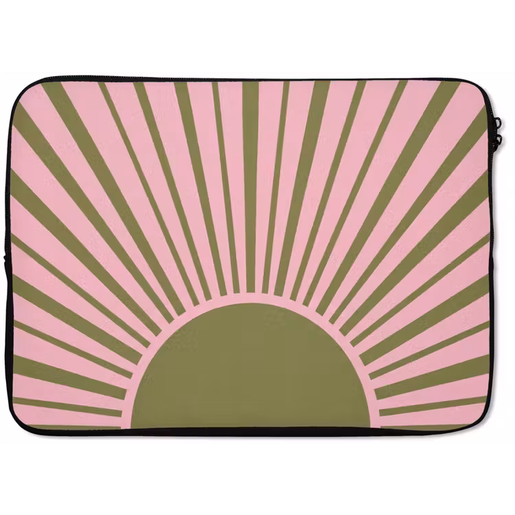 Abstract - Stralen - Grafisch - Roze - Groen laptophoes neopreen klein -zkaufland3dotto