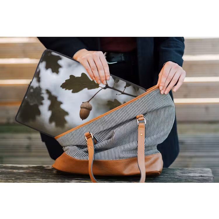 Eikel - Eikenblad - Bos - Herfst - Natuur laptophoes neopreen klein -tas