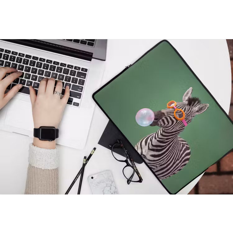 Dier - Bril - Bel - Modern - Groen laptophoes neopreen klein -bureau