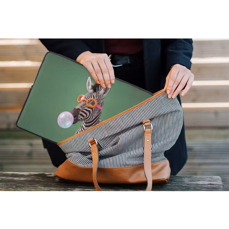 Dier - Bril - Bel - Modern - Groen laptophoes neopreen klein -tas