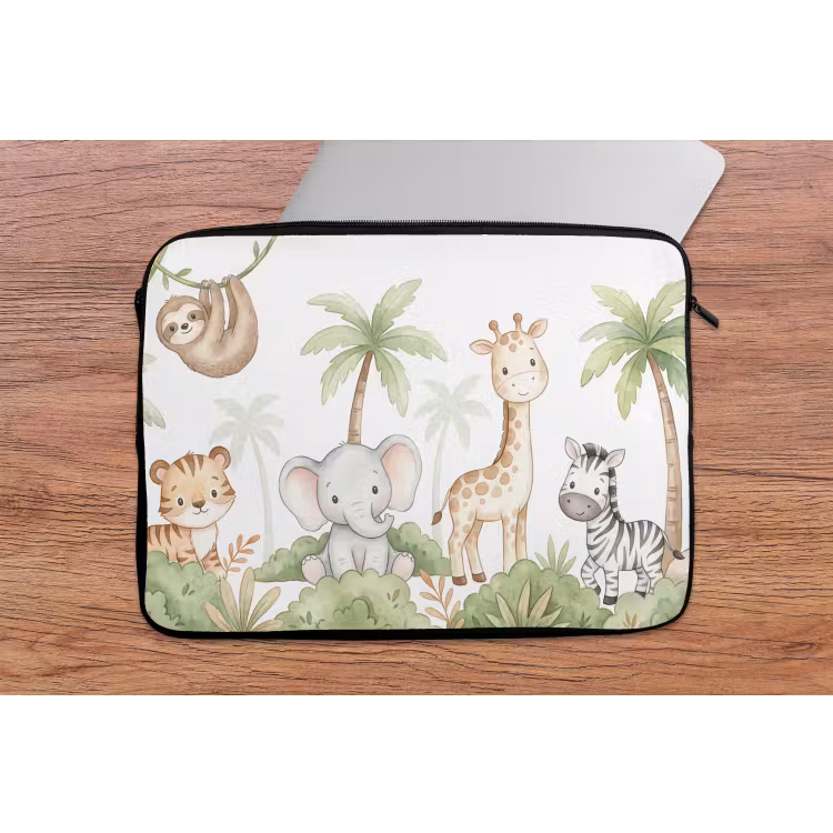 Dieren - Jungle - Pastel laptophoes neopreen klein -tafel