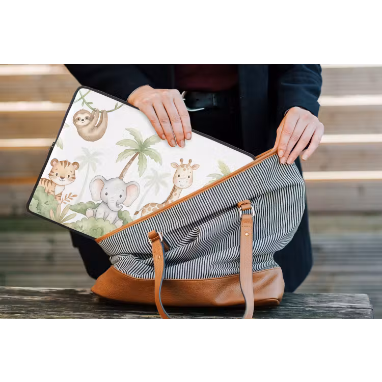 Dieren - Jungle - Pastel laptophoes neopreen klein -tas