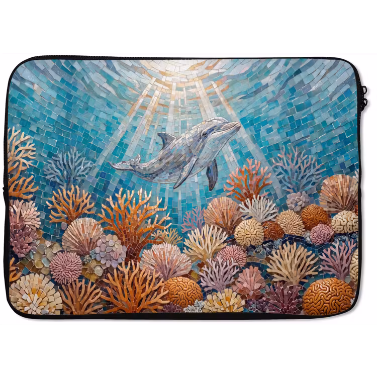 Dieren - Mozaïek - Oceaan - Koraal - Blauw laptophoes neopreen klein -zkaufland3dotto