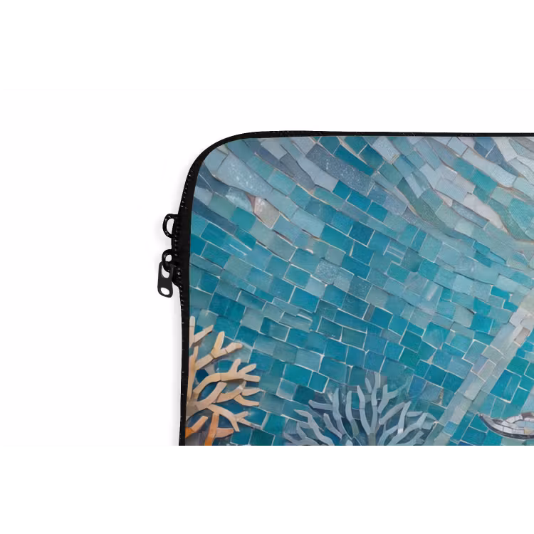 Dieren - Mozaïek - Oceaan - Koraal - Blauw laptophoes neopreen klein -detail