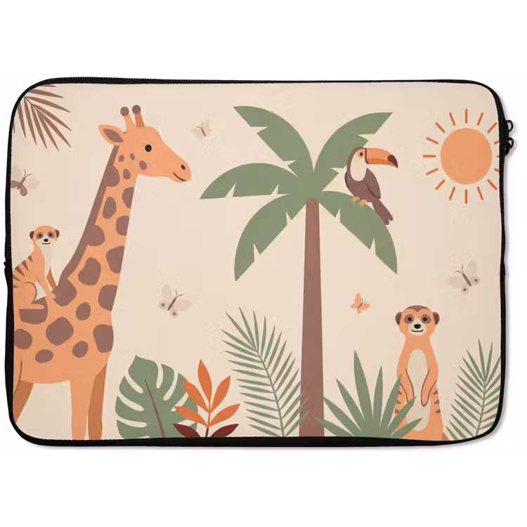 Dieren - Tropisch - Safari - Kleurrijk laptophoes neopreen klein -zkaufland3dotto