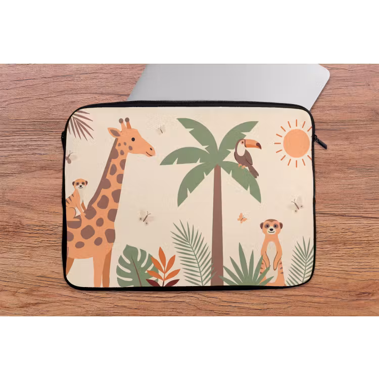 Dieren - Tropisch - Safari - Kleurrijk laptophoes neopreen klein -tafel