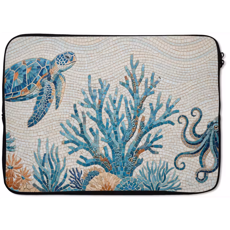 Dieren - Onderwater - Natuur - Mozaïek - Blauw laptophoes neopreen klein -zkaufland3dotto