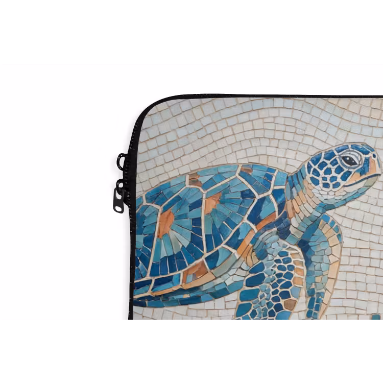 Dieren - Onderwater - Natuur - Mozaïek - Blauw laptophoes neopreen klein -detail
