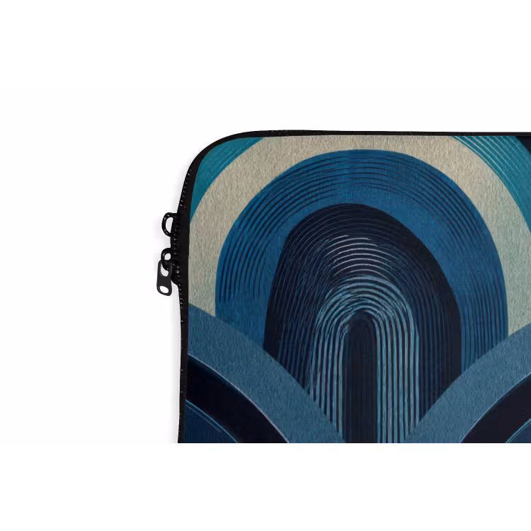 Bogen - Geometrisch - Patroon - Blauw - Retro laptophoes neopreen klein 279 -detail
