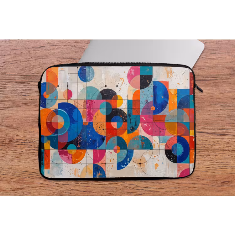 Kunst - Geometrisch - Abstract - Kleurrijk laptophoes neopreen klein -tafel