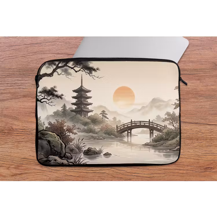 Azië - Landschap - Kleurrijk laptophoes neopreen klein -tafel