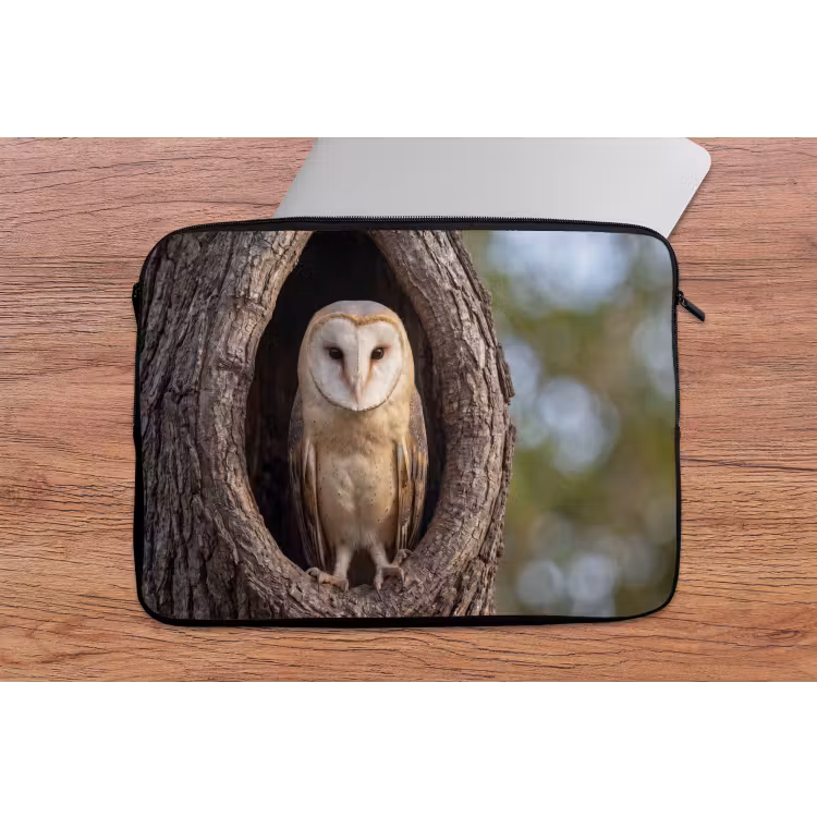 Kerkuil - Boom - Natuur - Bruin laptophoes neopreen klein -tafel