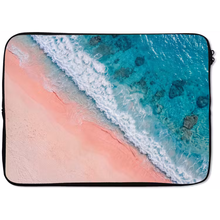 Strand - Oceaan - Golven - Roze Zand - Natuur laptophoes neopreen klein -zkaufland3dotto